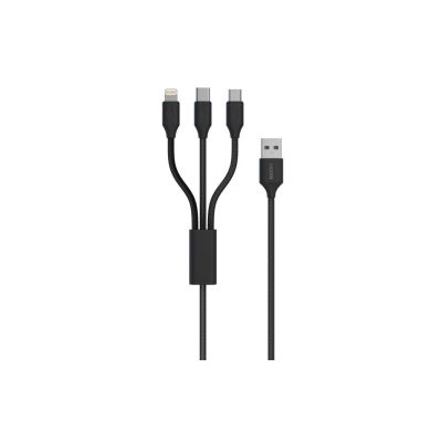 Green Lion Charging Cable 1.2 M, Braided Universal 3 in 1 Fast Charging Cable 2A with Type C, Lightning Port Connectors