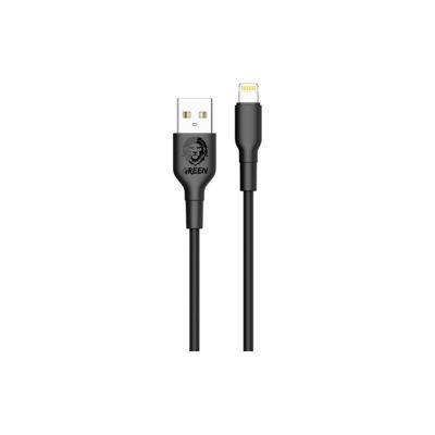 Green Lion PVC USB-A to Lightning Cable 2A-Black-1.2 Meters