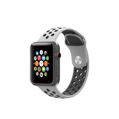 Porodo iGuard Sport Silicone Watch Band For Apple Watch 44/45mm-Black/White-44mm