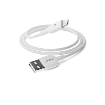 Porodo Blue PVC Lightning Cable 1m/3.2ft, USB-A to Lightning, 12W 5V/2.4A, Charge & Sync - Black-White
