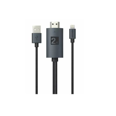 Porodo Braided 2K HDMI Lightning Cable with USB Connection