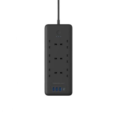 Powerology 6 AC 3 USB & USB-C PD 30W - Multiport Smart Power Socket 3250w 13A/2m