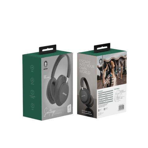 Green lion Santiago Wireless Headphone- Black 