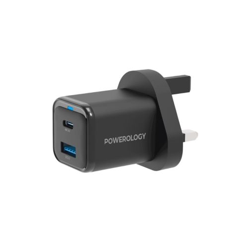 Powerology Super Compact Quick Charger 35W PD QC with USB-A 18W GAN Charger and USB-C