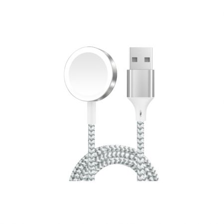 Green Lion Magnetic Braided Charging Cable 1.2M (USB-A Interface) for iWatch - Silver