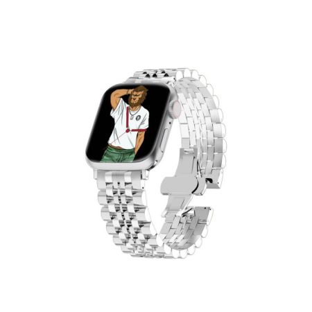 Green Lion Mettalic Picolla Acero-Correa Bracelet For Apple Watch 42/44MM-Silver