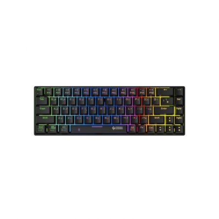Porodo Gaming 68 Keys Mechanical Keyboard with Wired and Bluetooth Dual Version (English/Arabic) - Black
