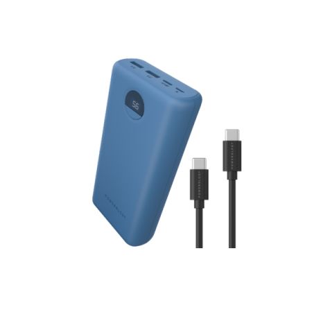Powerology Quick Charge Power bank 30000mAh PD 45w with Type-C to Type-C Cable 0.9m-Blue
