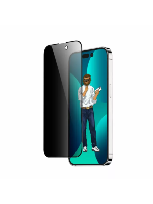 Green 9h Steve Privacy Full Glass Screen Protector For IPhone 14 Pro Max (6.7) - Black