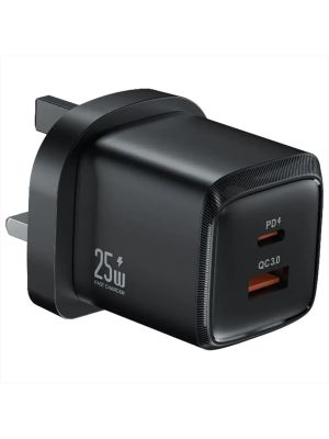 Green Lion G-Charge Series Dual Port Wall Charger 25W UK Plug - Black