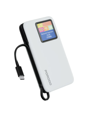 Porodo 4G LTE | WiFi 6 Pocket Router with 10000mAh Power Bank - Black - White