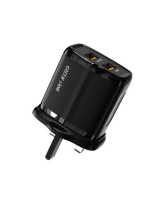 Green 2 USB-C 2.4A Charger UK Plug Black