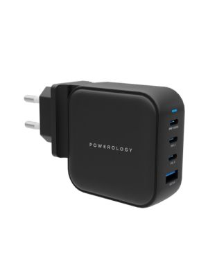 Powerology 3 Port PD + 1 QC3.0 GaN Wall Charger 100W - Black