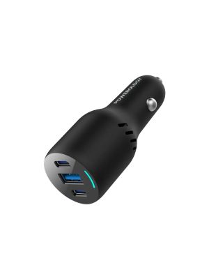 Powerology PD65w+Qc18w Led Triple Ports Car Charger -Black