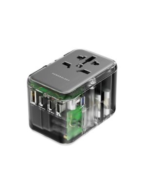 Powerology Universal Multi-Port / Travel Adapter Pd 65W P 4X Type-C 1X USB-A Ports - Black