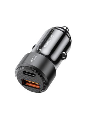 Porodo 50W Dual Port Car Charger PD 20W QC 30W - Black