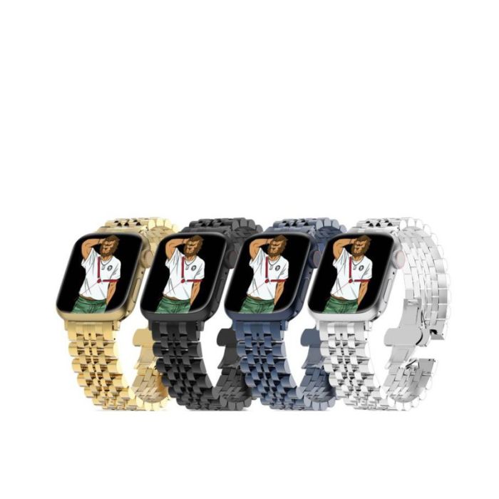 Green Lion Mettalic Picolla Acero Correa Bracelet Watch Strap, Fit & Comfortable, Metal Link Bracelet For Apple Watch 42 / 44mm